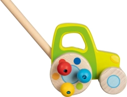 Drevený traktor na tyči pre deti GOKI