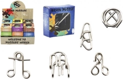 kovový hlavolam mix v krabičke 5 × 5 cm