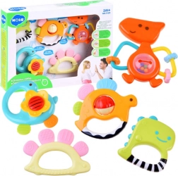 Súprava 5 hrkálok a hryzátok Dinosauri