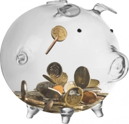 Priehľadná sklenená pokladnička v tvare prasiatka Ruhhy