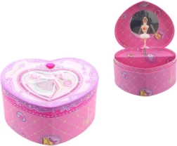 Hudobná šperkovnica v tvare srdca s baletkou
