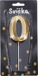 Párty sviečka Zlatá číslica 0