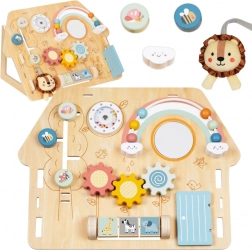 drevená manipulačná tabuľa domček pre deti