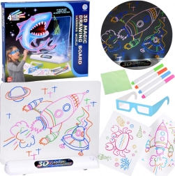 3D čarovná kresliaca tabuľa s LED podsvietením, fixkami a 3D okuliarmi