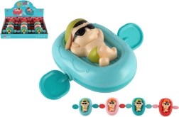 Natahovací panáčik na lehátku do vody, plastový, 13 × 9 cm, 4 farby