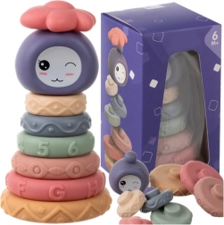 Senzorické mäkké stavebné kocky pre bábätká, veža MONTESSORI, 8 dielov