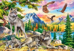 Puzzle 1000 dielikov Wolf Family and Eagles