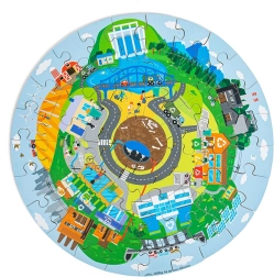 Kruhové drevené puzzle Recyklácia – BIGJIGS TOYS