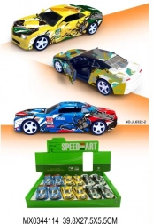 Kovový model športového auta s otváracími dverami a funkciou pull-back