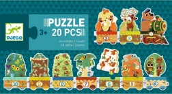 Djeco puzzle vlak so zvieratkami a číslami 20 dielikov