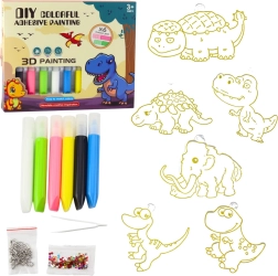Kreatívna DIY sada – vitrážové prívesky dinosaury so 6 gélovými fixkami