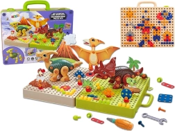 Stavebnica s dinosaurami a skrutkovačom