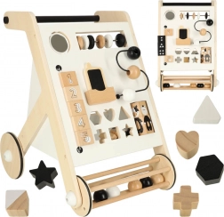 Drevené chodítko s interaktívnou tabuľou a triediacim boxom