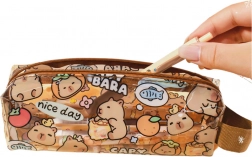 Malý priehľadný školský peračník Kapibara 19cm