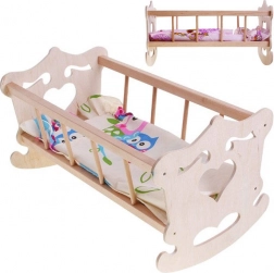 Drevená kolíska pre bábiku 50 cm + obliečky ZA2021