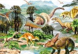 dino puzzle život dinosaurov 100 xl dielikov