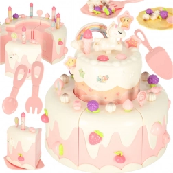 Dvojpodlažná narodeninová torta s hudbou a svetlami, ružová, 16 dielov