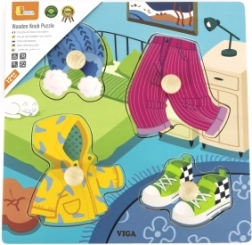 Viga drevené puzzle s úchytmi oblečenie