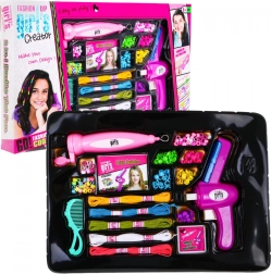 Sada korálikov do vlasov a na náramky 2 v 1 pre deti 5+ s navliekačmi a zapletacími strojčekmi