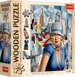 trefl drevené obojstranné puzzle art: catherine abel – leto v meste, 200 dielikov