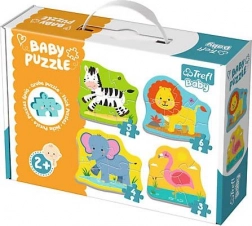Baby puzzle Zvieratá na safari 4v1 (3–6 dielikov) TREFL