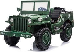 Elektrické detské auto Jeep Willys 3‑miestne s diaľkovým ovládaním 12 V – Zelená