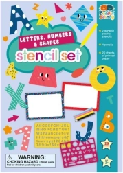 Šablóny písmen, číslic a tvarov so sadou pasteliek