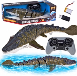 Diaľkovo ovládaný mosasaurus do vody, pláva a rozprašuje vodu 40 cm