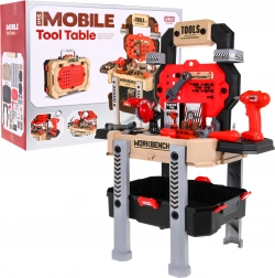 Detský pracovný ponk 2v1 – kufrík a stojan – Červená