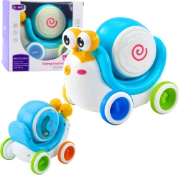 Interaktívny jazdiaci slimák s hudobným bubienkom a svetelnými efektmi – modrý