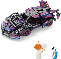 Stavebnica ružového RC auta na diaľkové ovládanie 19 cm – 323 dielov