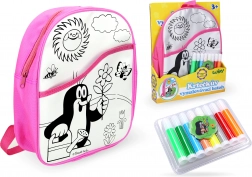 Batoh na vymaľovávanie Ružový s Krtkom, 30 cm a 8 fixiek