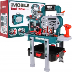 Detský pracovný ponk 2v1 – kufrík a stojan – Modrá