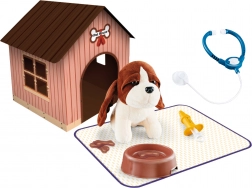 Plyšový psík s búdou a taštičkou 18 cm