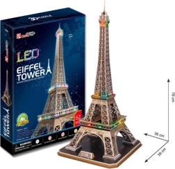 CUBICFUN svietiace 3D puzzle Eiffelova veža s LED osvetlením, 84 dielikov