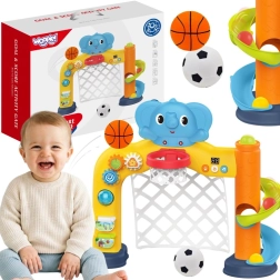 Woopie baby interaktívne športové centrum 2v1 – bránka a basketbalový kôš so sloníkom