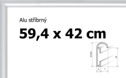 Hliníkový rám na puzzle a plagáty A2 59,4 × 42 cm – strieborný