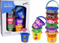 Farebné vedierka so zvieratkami pyramída