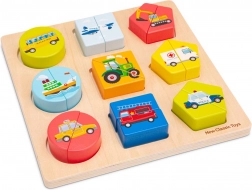 Drevené vkladacie puzzle - dopravné prostriedky