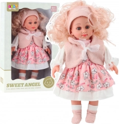Bábika Sweet Angel v ružových kvetovaných šatách 36 cm