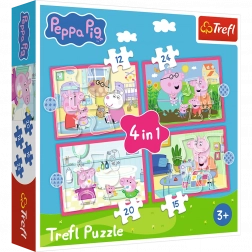 Puzzle 4 v 1 Peppa má rada dobrodružstvá