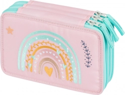 BAAGL Školský peračník trojposchodový Dúha ružový