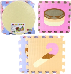 Mäkká penová podložka puzzle z EVA, pastelová, zvieratká, 16 dielov