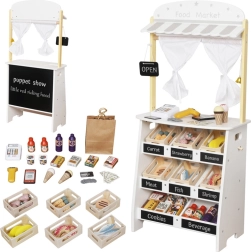 Drevený detský obchod a divadielko 2v1