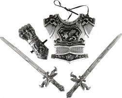 Rytierksa sada so striebornými mečmi pre deti