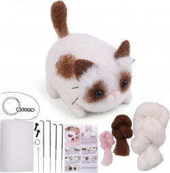 Kreatívna sada na suché plstenie – hnedo-biely kocúrik