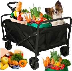 Skladací turistický prepravný vozík na nákupy s otočnými kolesami a teleskopickou rukoväťou