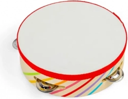 drevená tamburína BIGJIGS TOYS s dúhovými pruhmi