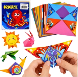 Detská origami sada s farebnými papiermi a návodom (100 listov)