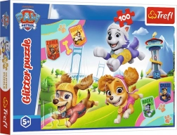 Puzzle 100 dielikov s trblietkami PAW PATROL – žiariaci psíci Trefl